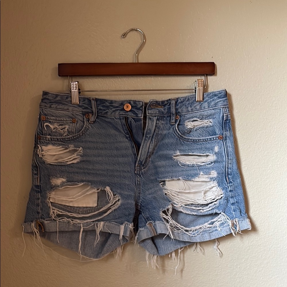 American Eagle Outfitters Blue Distressed Jean Shorts